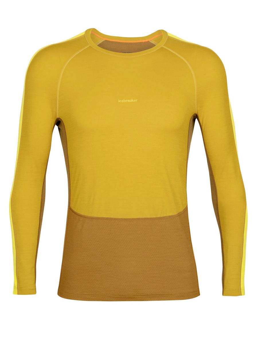 Silent Gold / Clove Icebreaker 200 ZoneKnit™ Merino Long Sleeve Crewe Men's Base Layers | AU 1326HAPK